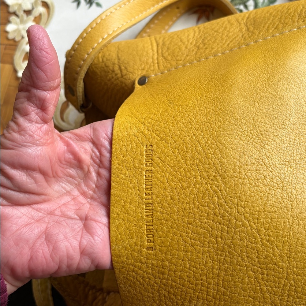 Portland Leather Mini Tote Sunflower Yellow Crossbody Leather Bag 🌻 - Picture 5 of 6